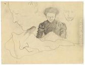 Ottilie Macke Stickend, Detailstudien by August Macke