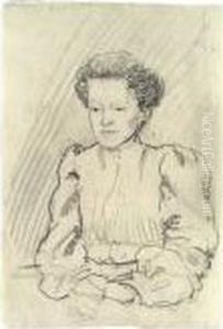 Ottilie Macke, Sitzend In Halbfigur by August Macke