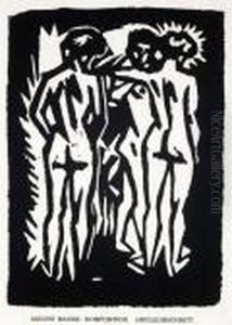 Drei Madchenakte In Ruckenansicht by August Macke
