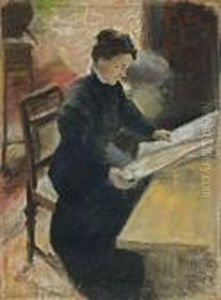Portrat Sofie Gerhardt, Zeitung Lesend (lesende Frau) by August Macke