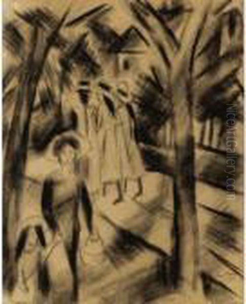Property From A Private European Collection
Frau Mit Kind Und Madchen Auf Der Strasse (woman With Child And Girls On A Road) - view 1