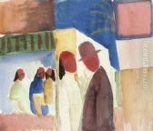 Auf Der Strasse With The Nachlass Stamp by August Macke