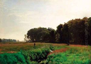 A tranquil summer landscape by Edvard Frederik Petersen