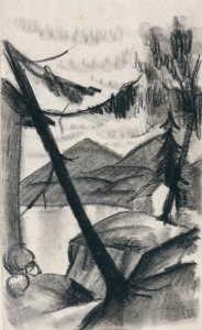 Landschaft Vom Thuner See Mit Tannen by August Macke