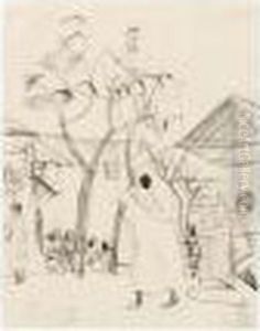 Stiller Platz Mit Baum, 
Tunesisches Skizzenbuch (quiet Place With A Tree, Tunisian Sketchbook) by August Macke