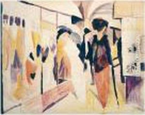 Modegeschaft Im Laubengang (fashion Shop In A Leafy Street) by August Macke