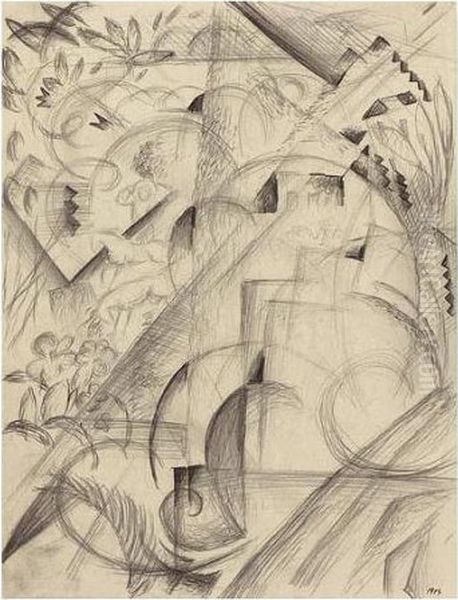 Entwurf Fur Stickerei Mit Springenden Pferden (study For Embroidery With Leaping Horses) - view 1