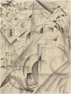 Entwurf Fur Stickerei Mit Springenden Pferden (study For Embroidery With Leaping Horses) by August Macke