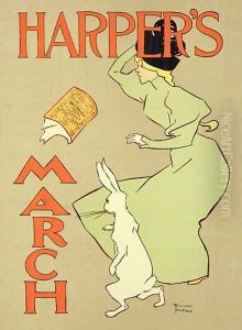 Reproduction of a poster advertising Harpers Magazine, March edition, American, 1894 Reproduction of a poster advertising Harpers Magazine, March edition, American, 1894