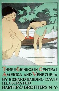 Cover illustration for Three Gringos in Central America and Venezuela, by Richard Harding Davis 1864-1916, published 1896 Cover illustration for Three Gringos in Central America and Venezuela, by Richard Harding Davis 1864-1916, published 1896
