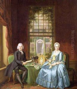 A family Portrait of a Gentleman and his Wife by Hendrik Pothoven