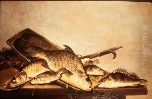 A Still Life of Perch and Pike by Pieter de Putter