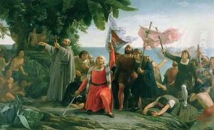 The First Landing of Christopher Columbus 1450-1506 in America, 1862
