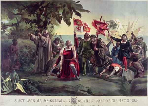 The First Landing of Columbus on the Shores of the New World at San Salvador, Oct. 12th 1492, pub. by Currier and Ives - view 1