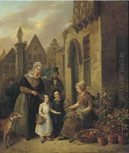 Children buying flowers for mummy by Willem Pouwelsen