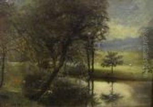 A Scottish Lakeside Landscape Scene With Sheep by John MacWhirter