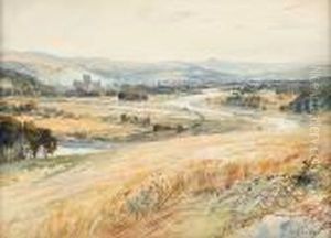 An Extensive Landscape With Village And Church In The Distance