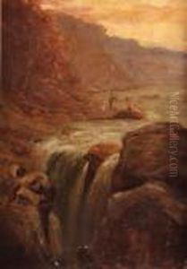 Man Fishing In A Mountainous Landscape Man Fishing In A Mountainous Landscape