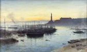 Genoa Harbour At Sunset