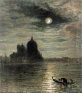 View Of The Lagoon Of Venice At Night, Looking Towards Santa Maria Della Salute by John MacWhirter