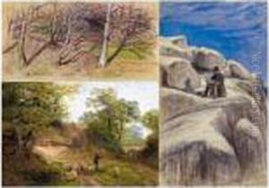 An Album Containing
Approximately One-hundred-and-twenty-two Sketches Of British Rural
Scenes, A Self Portrat Sketching, Studies Of Trees And Animals
Andcoastal Scenes by John MacWhirter