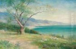 Sheep Grazing In A Mediterranean Landscape by John MacWhirter