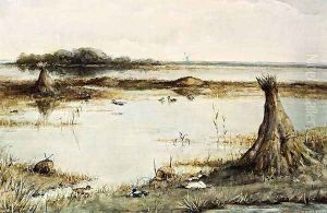 Ducks In A Landscape Near Kortenhoef by Geo Poggenbeek