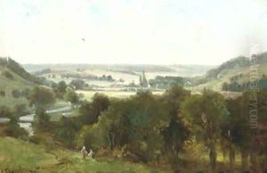A sunlit valley in France by Geo Poggenbeek