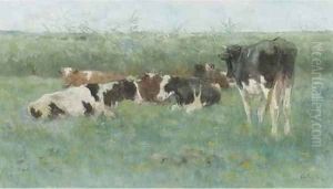 Cows in a meadow by Geo Poggenbeek