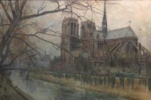 A View Of Notre Dame, Paris by Gustave Madelain