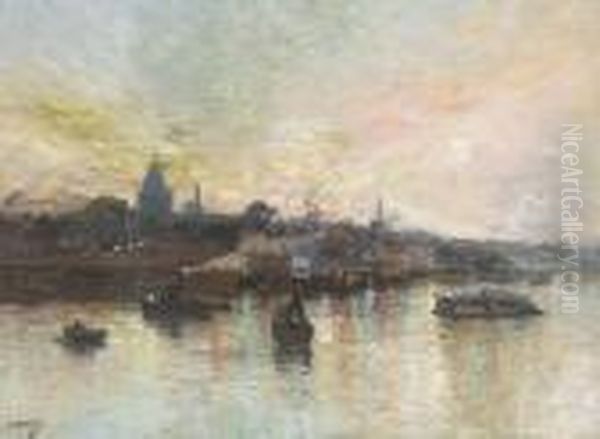 "vue Sur La Seine Au Crepuscule". - view 1