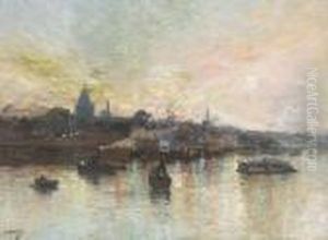 "vue Sur La Seine Au Crepuscule". by Gustave Madelain