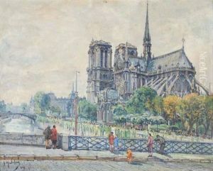 Notre Dame De Paris Vue Des Quais by Gustave Madelain