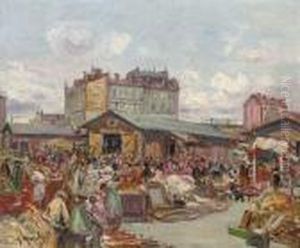 The Flea Market In Saint-ouen by Gustave Madelain
