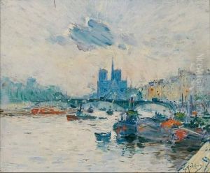 Vue De Notre-dame Et Du Pont De L'archeveche