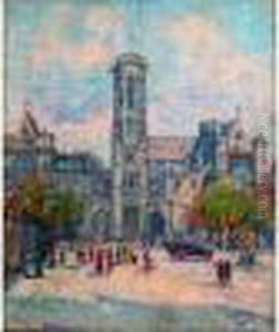 Animation A Paris Aupres De Saint-germain L'auxerrois by Gustave Madelain