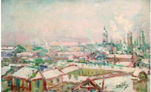 Panorama De Ville Sous La Neige