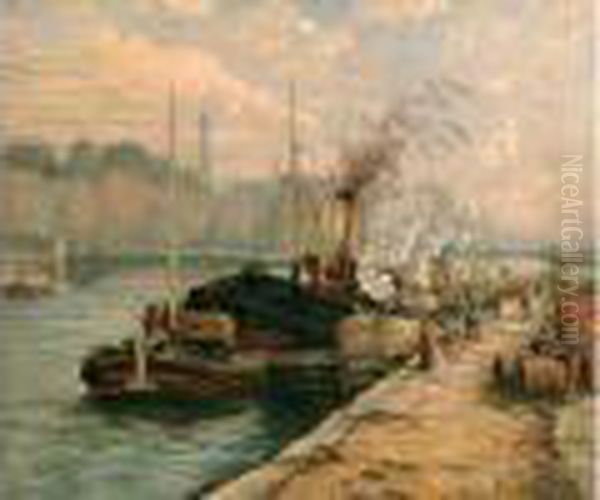 "remorqueur A Quai Sur La Seine A Paris". - view 1
