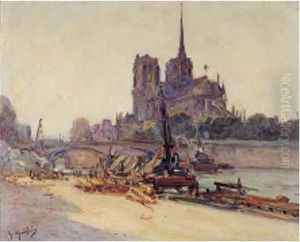 Paris, Notre-dame Et Les Quais De La Seine by Gustave Madelain