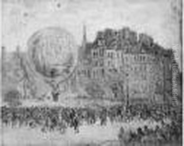Depart De Montgolfiereshuile Sur Toile (accidents Et Manques), Non Signee. - view 1