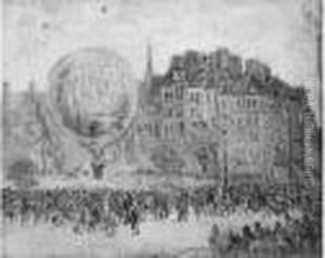 Depart De Montgolfiereshuile Sur Toile (accidents Et Manques), Non Signee.
