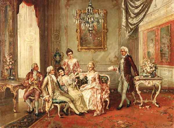 Elegant figures in an interior - view 1