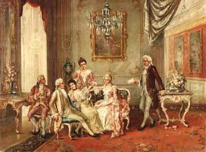 Elegant figures in an interior