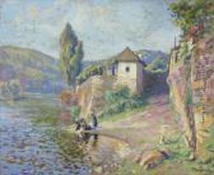 Dordogne, Paysage Aux Lavandieres