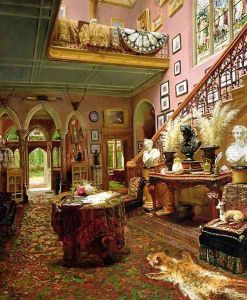 The Hall and Staircase of a Country House, 1888 by Jonathan Pratt