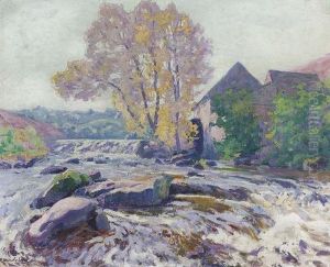 Herbstliche Flusslandschaft Mit Muhle. by Paul Madeline