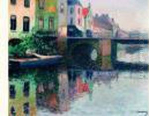 promeneurs Sur Le Pont Au-dessus D'un Canal A Bruges