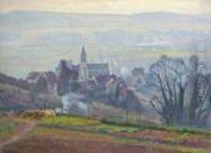 A Meadow Before A French Village