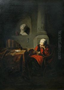 Old Woman Reading A Book by Nicolaes Maes