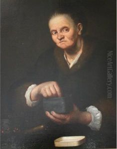 Old Woman With A Tobacco Box And A Brazier by Nicolaes Maes